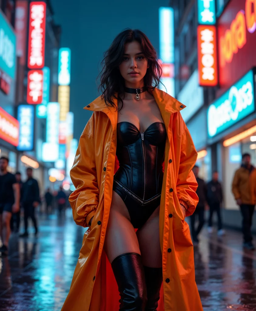 Woman in rain coat