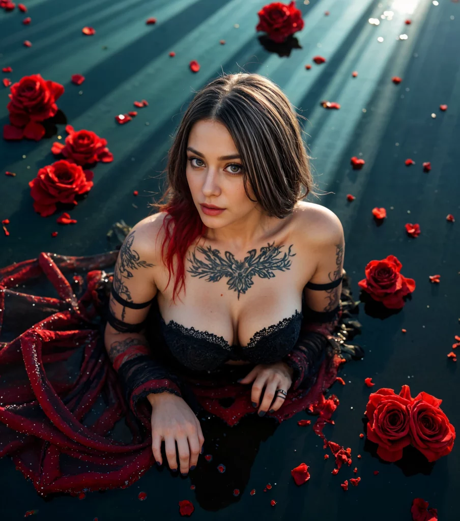 Woman and roses
